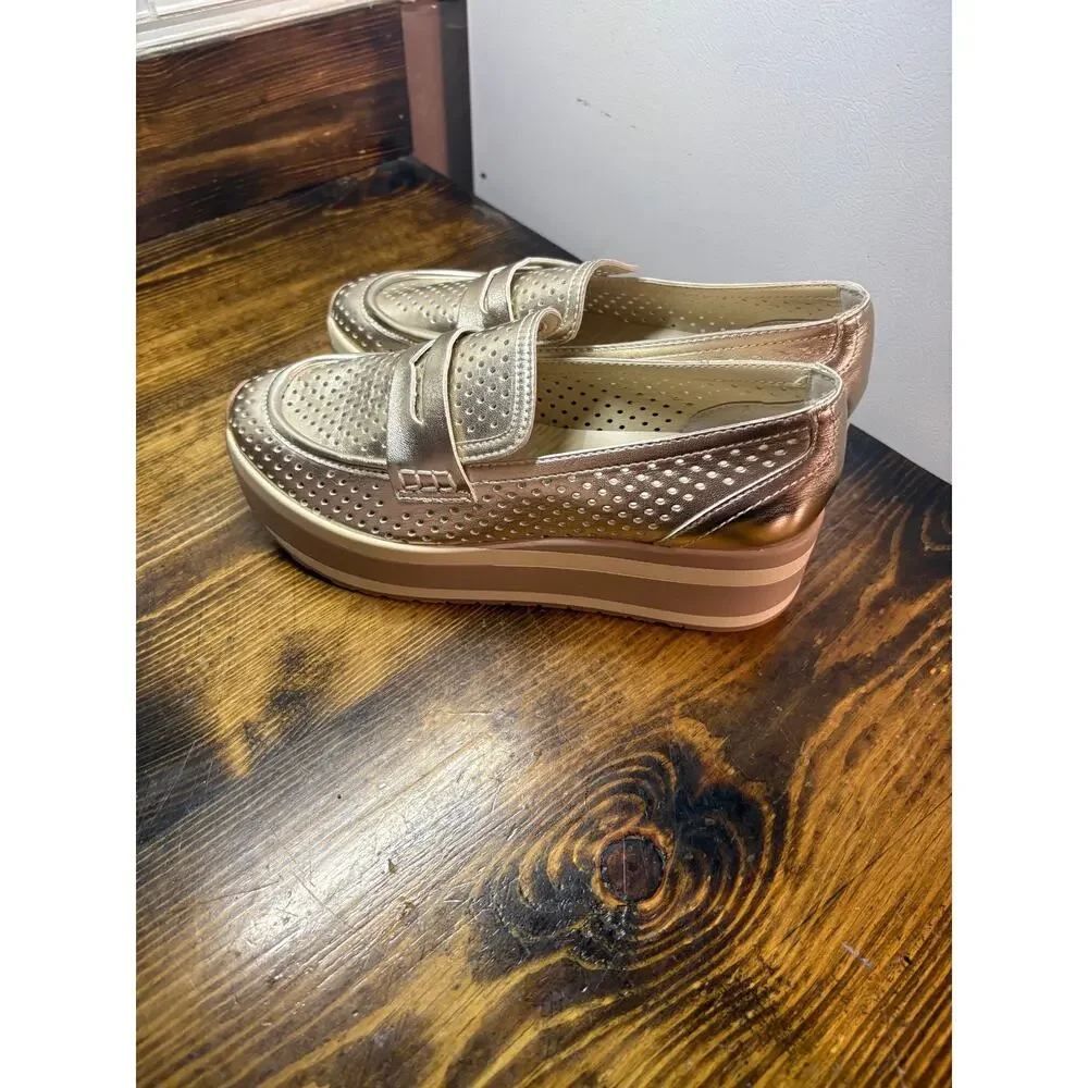 Dolce Vita Gold Janine Platofrm Loafers 8